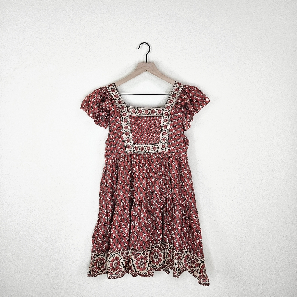 Sea NY Fernanda Pintucked Floral-print Cotton Mini Dress in Antique Rose - Picture 4 of 9